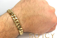 buy 4k yellow gold solid thick miami bracelet 4 4 inches 4 4mm 8 Price 8.25 inches to mm
