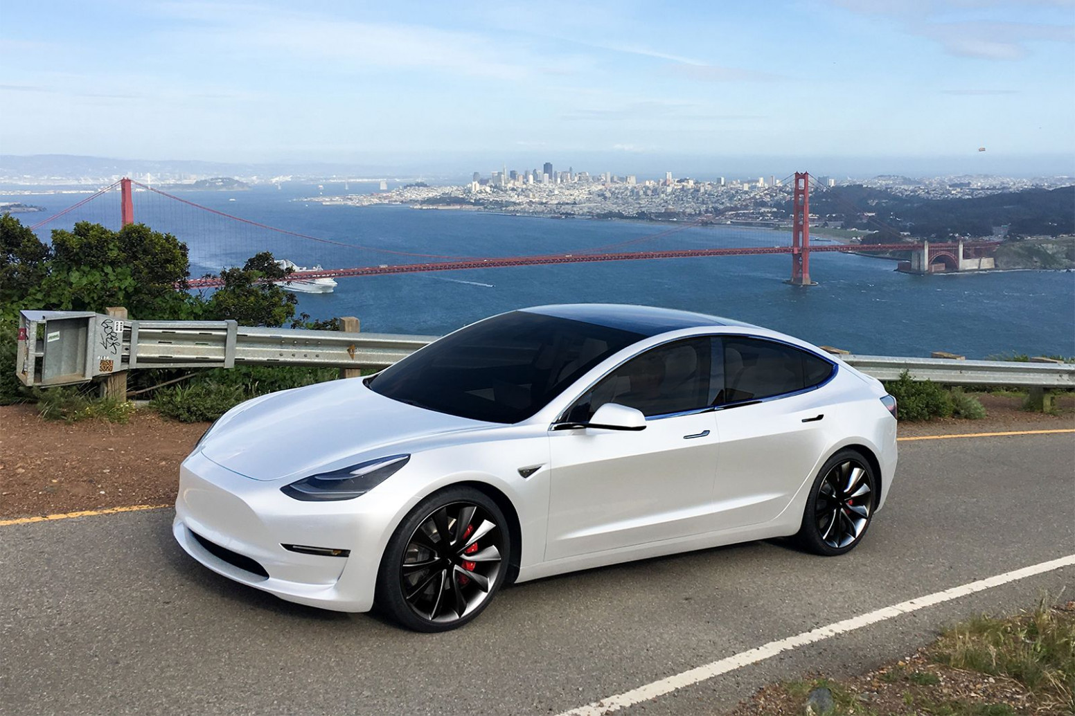 Tesla Model 3's New Nemesis: Multi Coat Red And Pearl White Paint Tesla Model 3 Pearl White