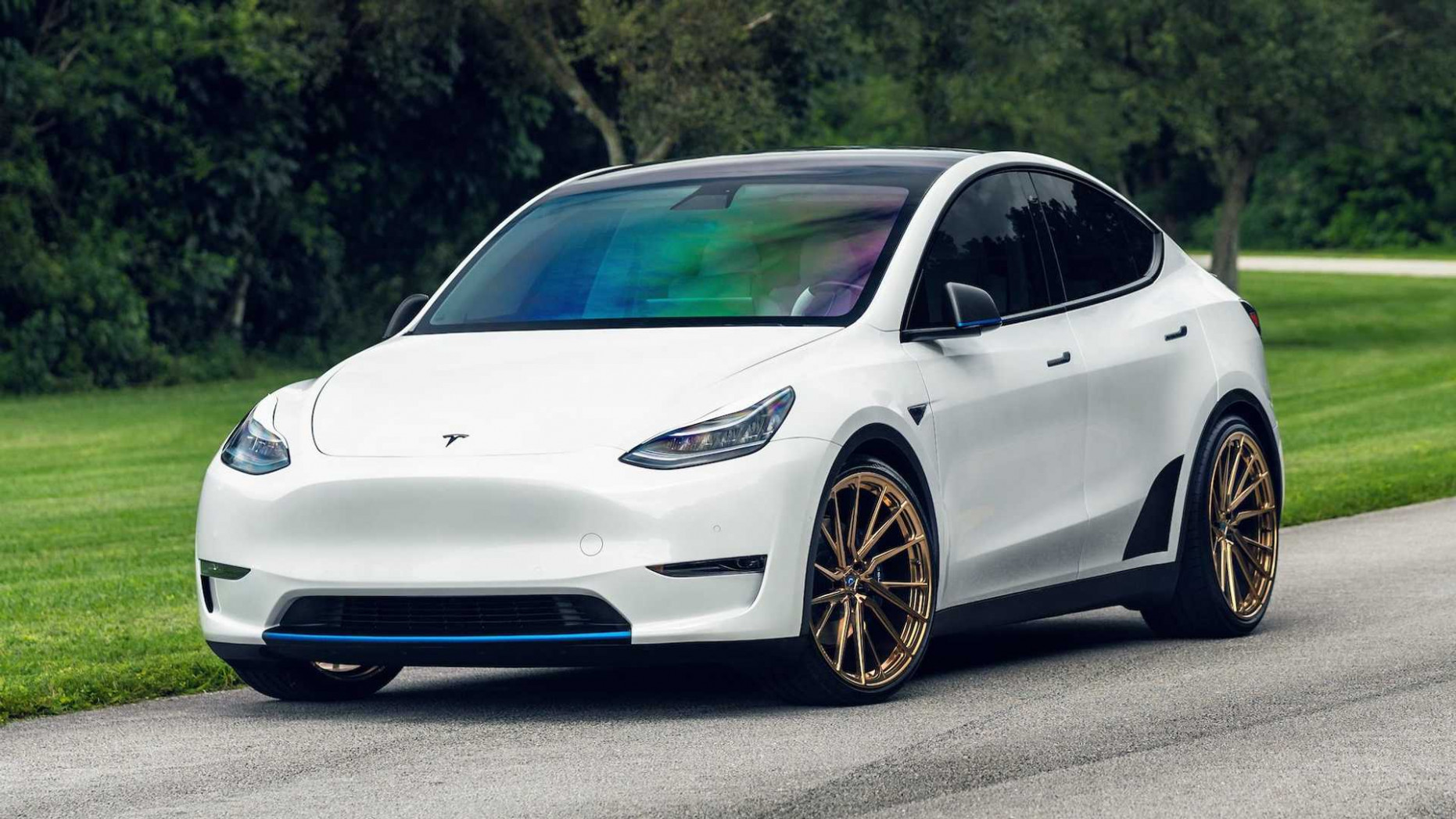 Tesla Model Y Looks Quite Bold On Gold Vossen Wheels Tesla Rims Model Y