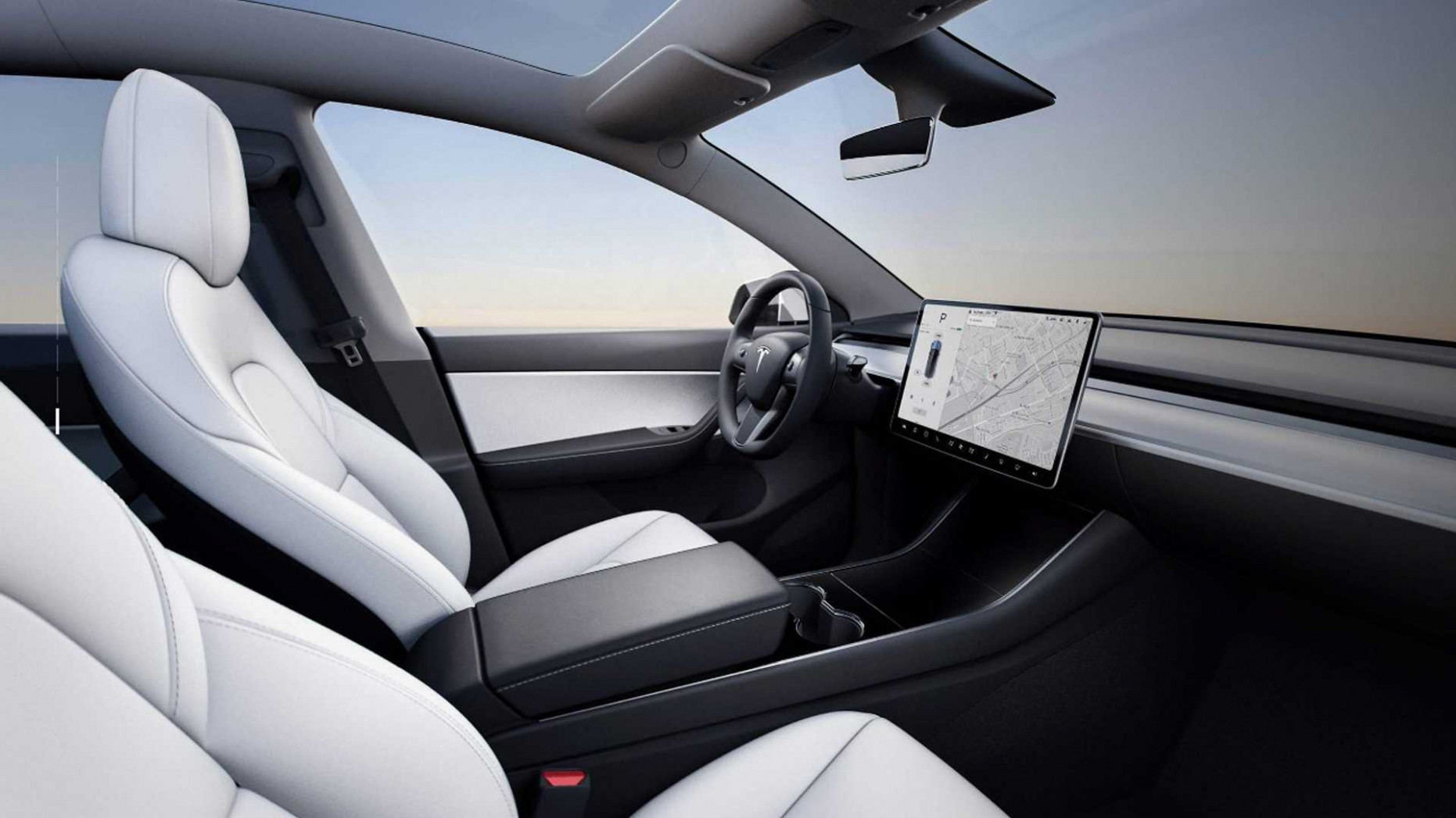 White Tesla Model Y With White Interior Spotted In Public Tesla Model Y White Interior